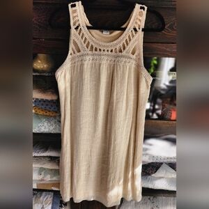 Elegant Cream Crochet Midi Dress